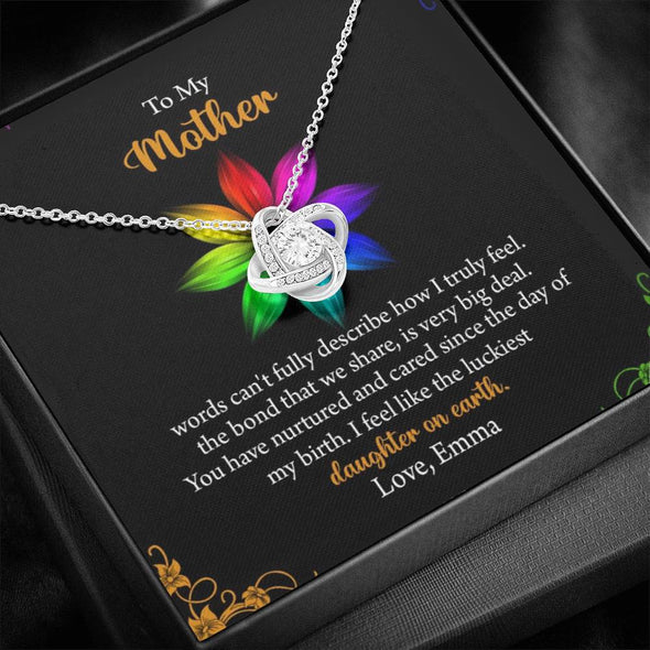 To My Mother Customized Knot Pendant, Pendant For Mother With Message Card, Gift Ideas For Mommy/Daughter, Jewelry For Her