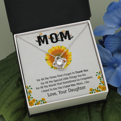 Mom, Love Knot Necklace With For All The Special Little Things You Do Message Card, Mother's Day Gift From Daughter, Birthday, Anniversary, Jewelry For Her, Pendant For Her