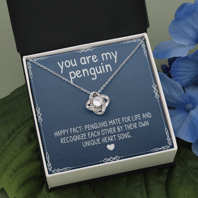 You Are My Penguin, Love Knot Necklace With Message Card, Birthday, Anniversary Gift For Wife, Jewelry For Her, Pendant For Her, Gift For Wife From Husband