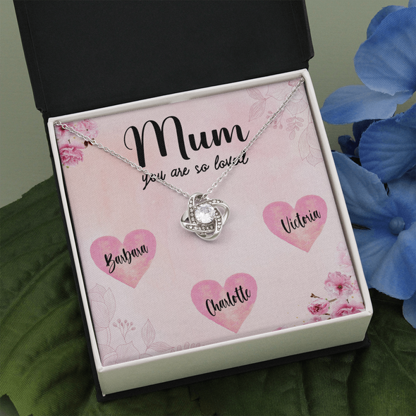 Mum You Are So Loved, Customized Pendant Love Knot Necklace, Customized Pendant For Her, Mother's Day Gift, Birthday Gift, Christmas, Anniversary, Gift For Her, Valentine's Day, Jewelry For Her