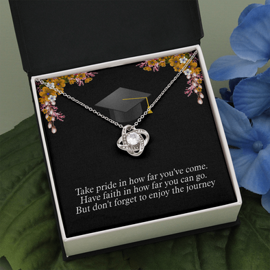 Love Knot Necklace With Take Pride In How Far You've Come Message Card, Convocation Day Gift For Her, Pendant For Her, Jewelry For Her