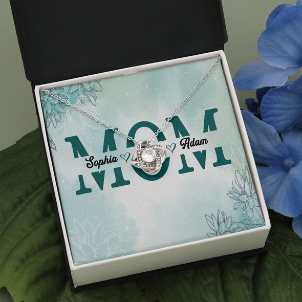 Mom Customized Pendant, Love Knot Necklace, Customized Pendant For Her, Mother’s Day Gift For Her, Birthday Gift, Christmas, Anniversary, Gift For Her, Valentine's Day, Jewelry For Her