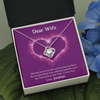 Dear Wife, Love Knot Necklace With Having You In My Life Message Card, Birthday, Anniversary, Valentine's Day Gift, Jewelry For Her, Pendant For Her, Customized Message Card