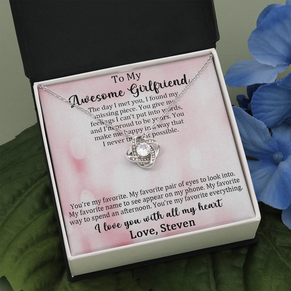 Customized Pendant For My Awesome Girlfriend, Love Knot Necklace, Customized Pendant For Her, Birthday Gift, Christmas, Anniversary, Gift For Her, Valentine's Day, Jewelry For Her