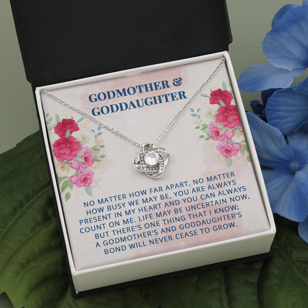 To My Godmother, Love Knot Necklace With You Are Always Present In My Heart Message Card, Mother's Day Gift, Pendant For Her, Birthday, Anniversary, Gift For Her, Jewelry For Her
