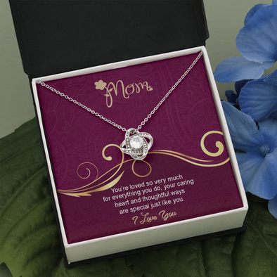 Mom, Love Knot Necklace With Love You For Everything You Do Message Card, Mother's Day Gift, Birthday, Anniversary, Gift For Her, Jewelry For Her, Pendant For Her