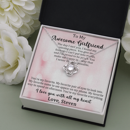 Customized Pendant For My Awesome Girlfriend, Love Knot Necklace, Customized Pendant For Her, Birthday Gift, Christmas, Anniversary, Gift For Her, Valentine's Day, Jewelry For Her