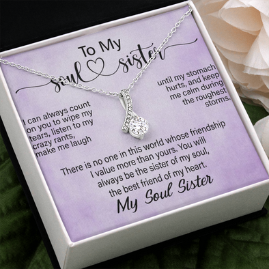 To My Soul Sister, Alluring Beauty Necklace With I Can Always Count On You To Wipe My Tears Message Card, Birthday, Gift For Her, Necklace for Her, Jewelry For Her