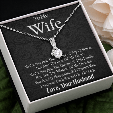 To My Wife, Alluring Beauty Necklace With You Are The Beat Of My Heart Forever Message Card, Jewelry For Her, Anniversary, Birthday, Gift For Her, Pendant For Her