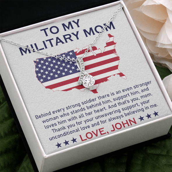 To My Military Mom, Alluring Beauty Necklace, Gift For Mom, Mother's Day Special Gift, Mom's Birthday Gift, Custom Pendant For Mom, Necklace For Mom, Precious Gift For Mom