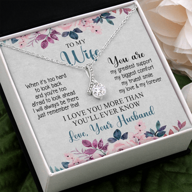 To My Wife, Alluring Beauty Necklace With I Will Always Be There Just Remember That Message Card, Jewelry For Her, Birthday, Gift For Her, Pendant For Her, Message Card