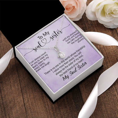 To My Soul Sister, Alluring Beauty Necklace With I Can Always Count On You To Wipe My Tears Message Card, Birthday, Gift For Her, Necklace for Her, Jewelry For Her