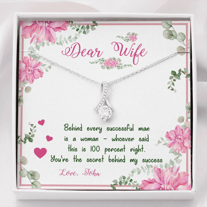 My Dear Wife You're The Secret Behind My Success, Couple Accessories, Customized Necklace, Pendant, Wife, Alluring Beauty Necklace, Love For Her, Couple Gifts