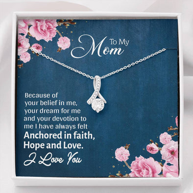 To My Mom, I Love You Alluring Beauty Necklace, Gift For Mother's Day, Christmas, Birthday, Silver Necklace With Message Card, Mom/Daughter Pendant