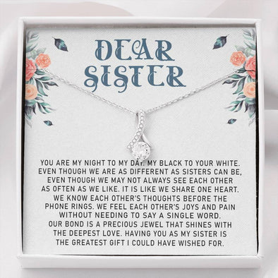 Dear Sister, We Share One Heart Alluring Beauty Necklace, Necklace With Message Card, Gift For Birthday, Sister's Day, Housewarming