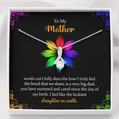 Gift For Mother's Day, Christmas, Birthday, Alluring Beauty Pendant For Mom/Mother/Mama/Mommy, Mom I Feel Like The Luckiest, Necklace With Message Card
