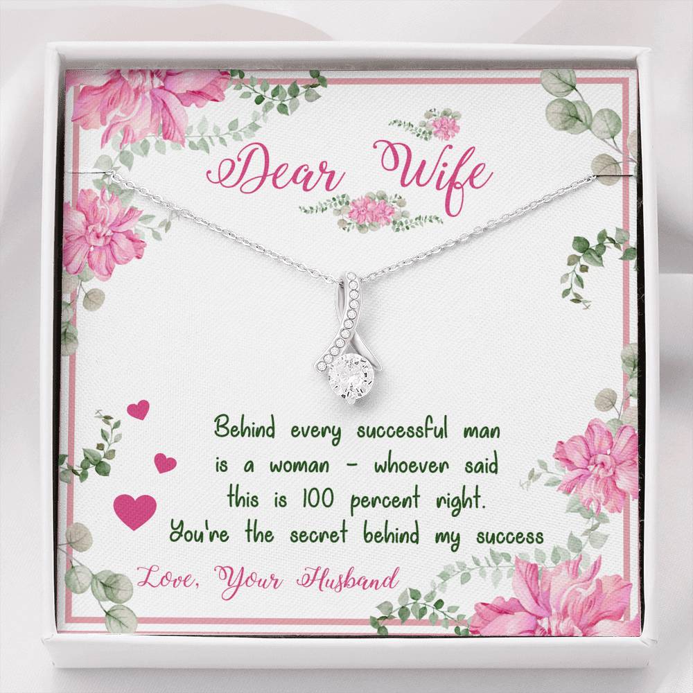 Alluring Beauty Necklace for Wife, Silver Pendant for Wife, Couple Collection, Necklace With Message Card, Christmas, Anniversary, Gift for Valentine's Day