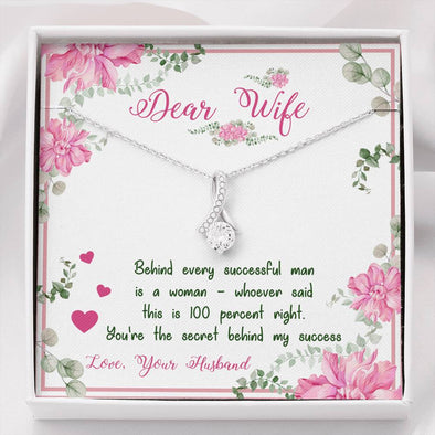 Alluring Beauty Necklace for Wife, Silver Pendant for Wife, Couple Collection, Necklace With Message Card, Christmas, Anniversary, Gift for Valentine's Day