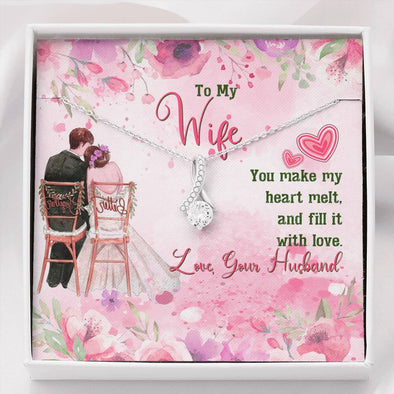 To My Wife You Make My Heart Melt and Fill It With Love Silver Pendant, Silver Pendant for Wife, Couple Collection, Valentine's and Birthday Gift, Jewelry for Her