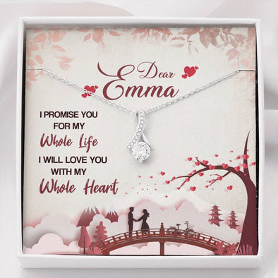 My Dear Wife I Promise I Will Love You With My Whole Heart, Custom Necklace, Pendant, Alluring Beauty Necklace, Love For Her, Anniversary, Valentine's Gift