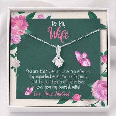 To My Wife Silver Pendant, Alluring Beauty Necklace, Couple Collection, Pendant for Her, Couple Jewelry, Love You My Dearest Wife Beauty Necklace for Wife