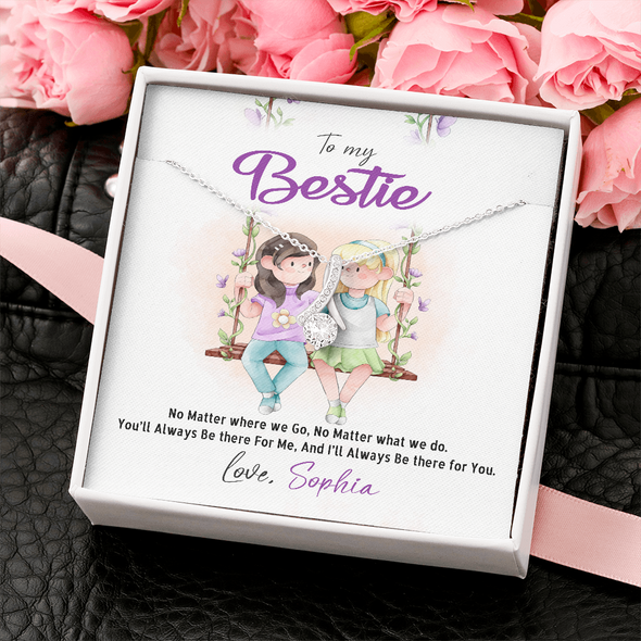 To My Bestie, Alluring Beauty Necklace With I'll Always Be There For You Custom Message Card, Necklace for Her, Birthday, Gift For Her, Jewelry For Her, Pendant For Her
