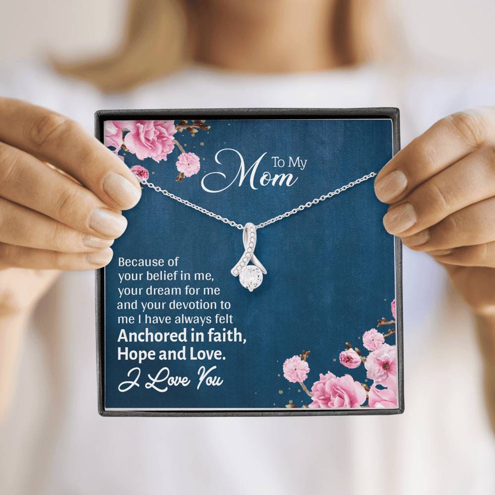 To My Mom, I Love You Alluring Beauty Necklace, Gift For Mother's Day, Christmas, Birthday, Silver Necklace With Message Card, Mom/Daughter Pendant