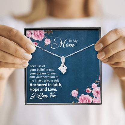 To My Mom, I Love You Alluring Beauty Necklace, Gift For Mother's Day, Christmas, Birthday, Silver Necklace With Message Card, Mom/Daughter Pendant