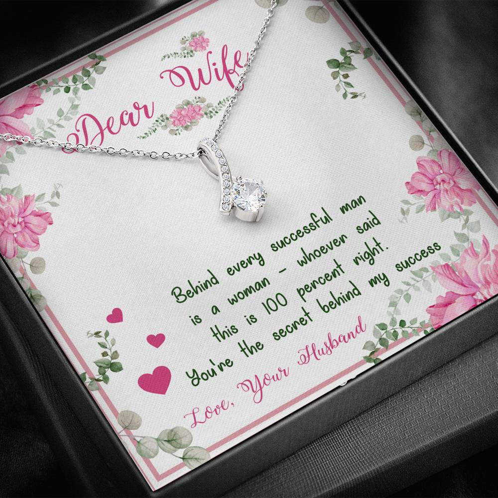 Alluring Beauty Necklace for Wife, Silver Pendant for Wife, Couple Collection, Necklace With Message Card, Christmas, Anniversary, Gift for Valentine's Day