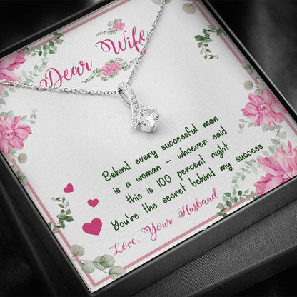 Alluring Beauty Necklace for Wife, Silver Pendant for Wife, Couple Collection, Necklace With Message Card, Christmas, Anniversary, Gift for Valentine's Day