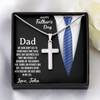 Dear Dad, Artisan Crafted Cross Necklace With Customized Message Card, Father's Day Gift For Him, Artisan-Crafted Stainless Steel Cross Necklace For Him