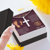 Dear Dad, Artisan Crafted Cross Necklace With I'm Learning How To Be Big By Watching You Work Message Card, Father's Day Gift For Him, Jewelry For Him, Customized Message Card