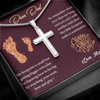 Dear Dad, Artisan Crafted Cross Necklace With I'm Learning How To Be Big By Watching You Work Message Card, Father's Day Gift For Him, Jewelry For Him, Customized Message Card