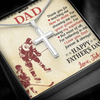 Dear Dad, Artisan Crafted Cross Necklace With Thank You For Showing Me This Great Game Message Card, Father's Day Gift For Him, Jewelry For Him, Customized Message Card
