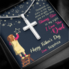 To My Dad, Artisan Crafted Cross Necklace With Thousand Of Stars In The Sky Shine Bright Message Card, Father's Day Gift For Him, Jewelry For Him, Gift For Dad