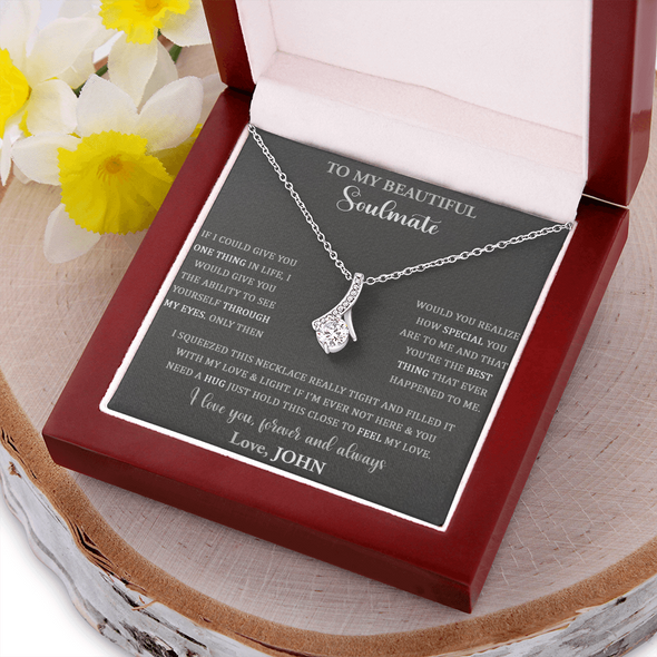 To My Beautiful Soulmate, Alluring Beauty Necklace, Custom Necklace For Wife, Anniversary, Gift For Her, Birthday, Valentine's Day, Christmas, Pendant For Couples