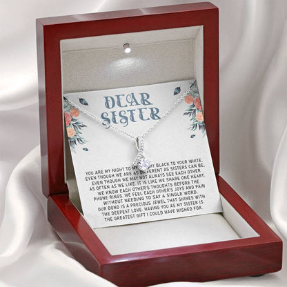 Dear Sister, We Share One Heart Alluring Beauty Necklace, Necklace With Message Card, Gift For Birthday, Sister's Day, Housewarming