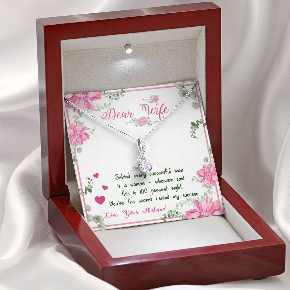 Alluring Beauty Necklace for Wife, Silver Pendant for Wife, Couple Collection, Necklace With Message Card, Christmas, Anniversary, Gift for Valentine's Day