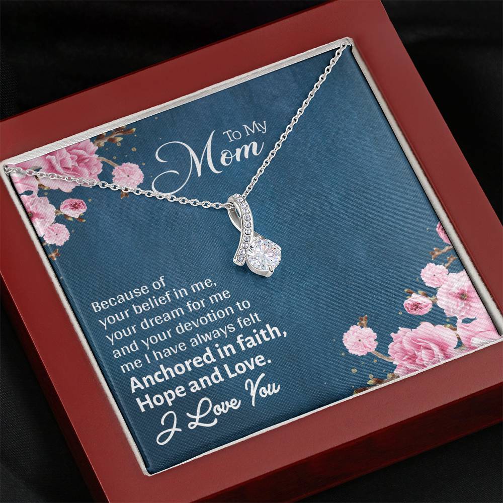 To My Mom, I Love You Alluring Beauty Necklace, Gift For Mother's Day, Christmas, Birthday, Silver Necklace With Message Card, Mom/Daughter Pendant