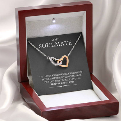 To My Soulmate/girlfriend/wife I Want to Be Your Last Everything Interlocking Pendant, Two Hearts Necklace, Gold/silver Necklace, Jewelry for Her, Couple Gifts