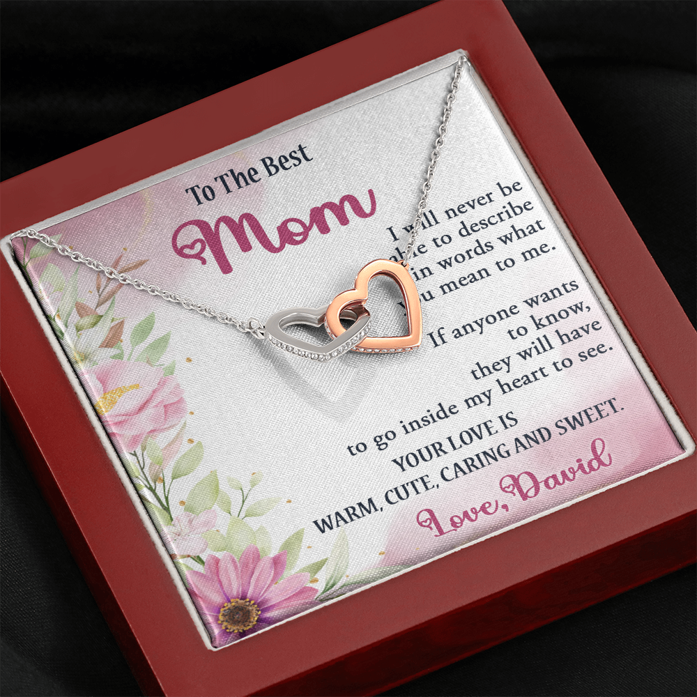 To The Best Mom, Interlocking Hearts Necklace, Gift For Mom, Mother's Day Special Gift, Mom's Birthday Gift, Custom Pendant For Mom, Necklace For Mom, Precious Gift For Mom