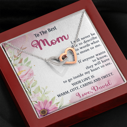 To The Best Mom, Interlocking Hearts Necklace, Gift For Mom, Mother's Day Special Gift, Mom's Birthday Gift, Custom Pendant For Mom, Necklace For Mom, Precious Gift For Mom