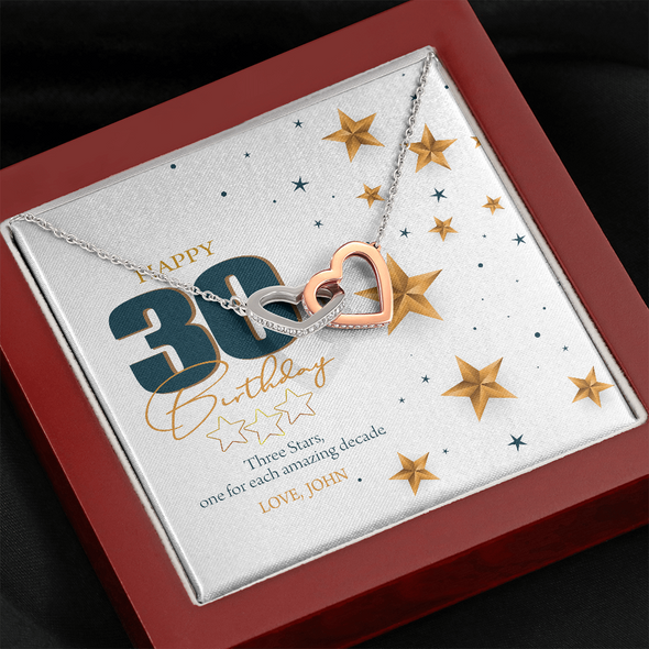 Customized Birthday Year & Name, Interlocking Hearts Necklace, Gift For Wife/Mom/Girlfriend/Sister, Precious Gift For Her, Necklace For Her, Best Birthday Gift For Her, Jewelry For Her