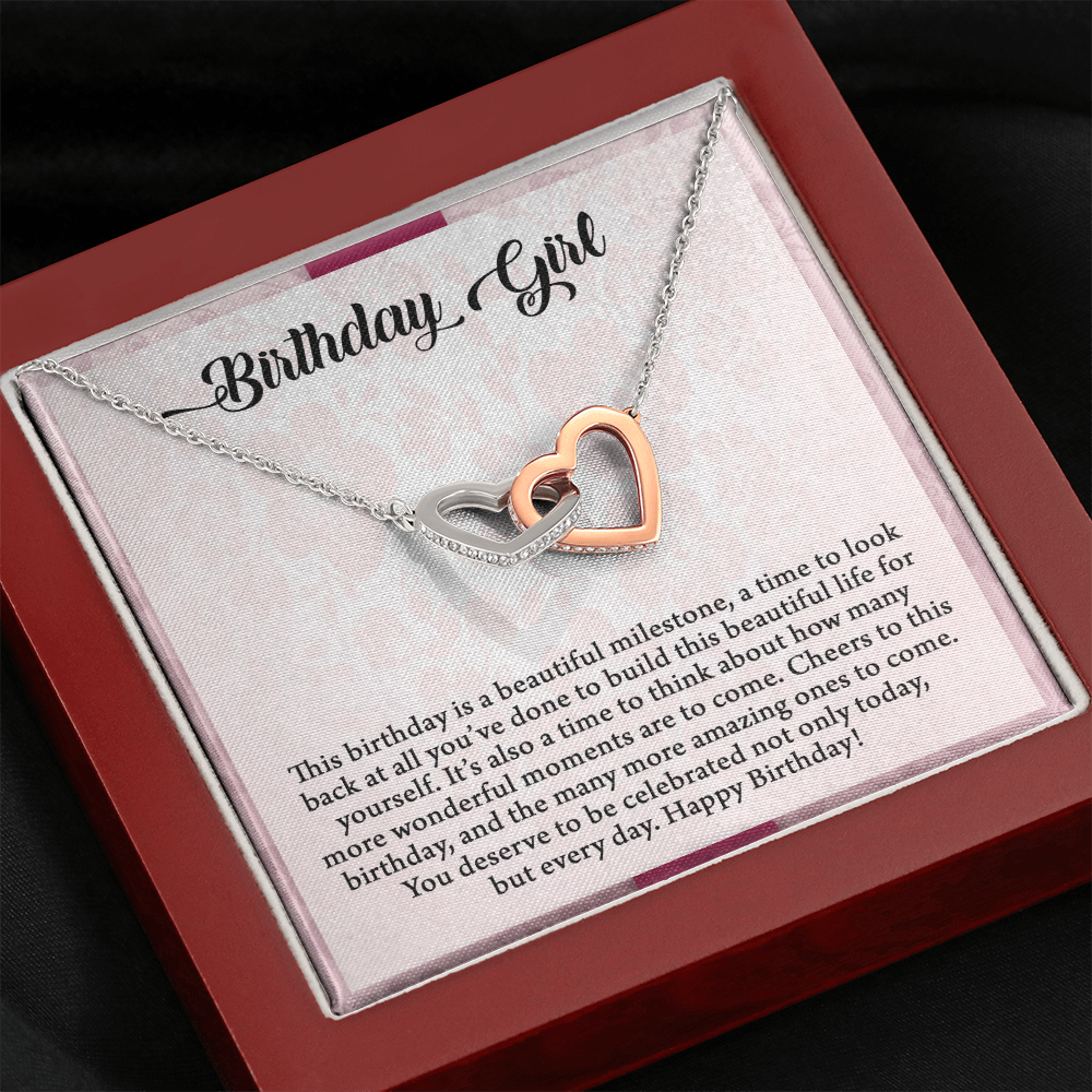Birthday Girl, Interlocking Hearts Necklace, Birthday Gift For Her, Jewelry For Her, Present For Her Birthday, Necklace For Her, Gift For Her