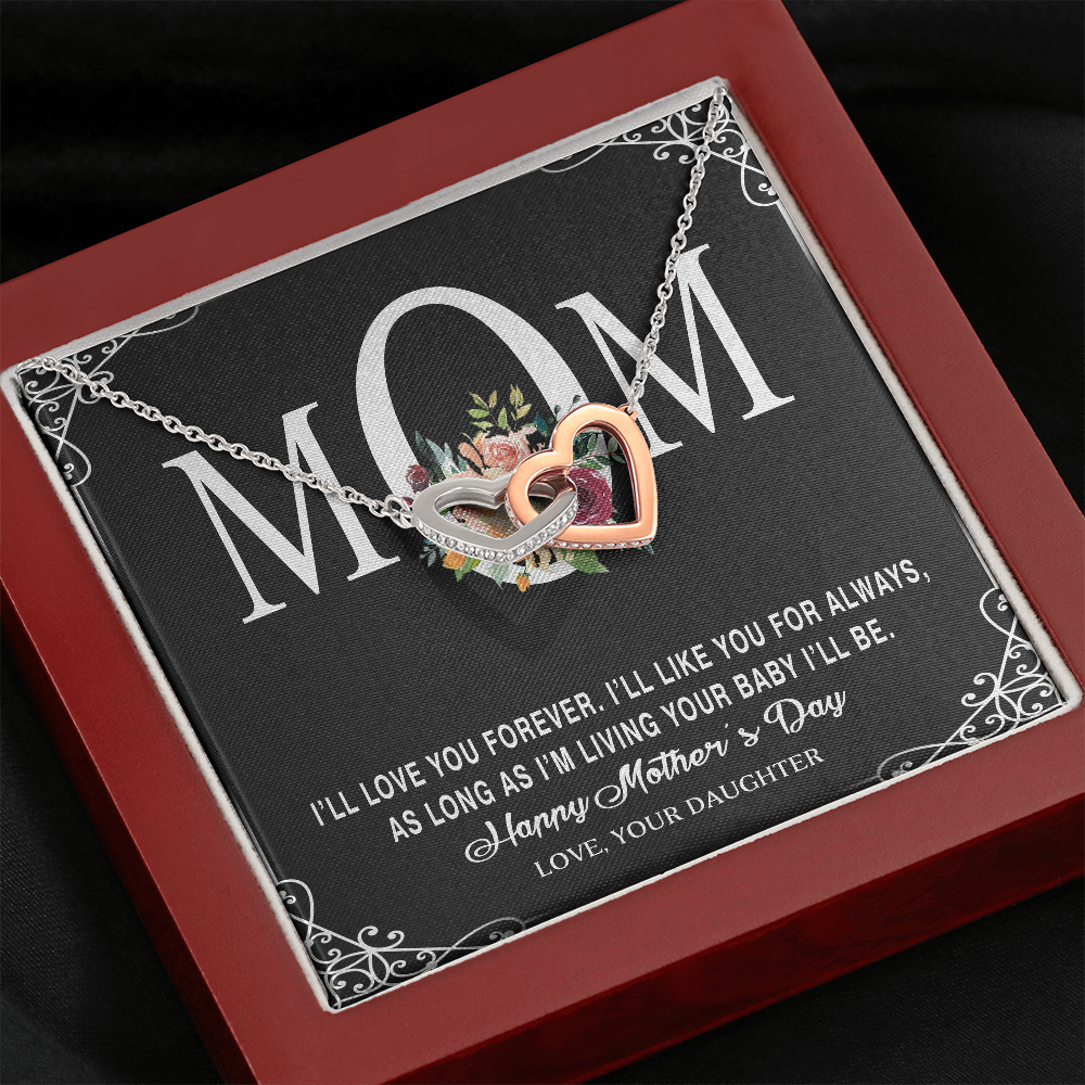 To My Beautiful Mom, Interlocking Hearts Necklace, Birthday, Mother's Day, Christmas, Pendant For Mom, Anniversary, Gift For Her, Valentine's Day, Jewelry For Mommy