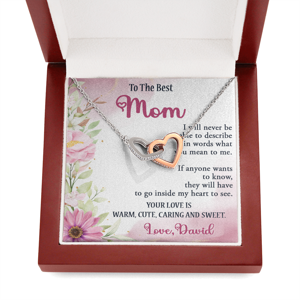 To The Best Mom, Interlocking Hearts Necklace, Gift For Mom, Mother's Day Special Gift, Mom's Birthday Gift, Custom Pendant For Mom, Necklace For Mom, Precious Gift For Mom