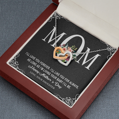 To My Beautiful Mom, Interlocking Hearts Necklace, Birthday, Mother's Day, Christmas, Pendant For Mom, Anniversary, Gift For Her, Valentine's Day, Jewelry For Mommy