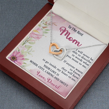 To The Best Mom, Interlocking Hearts Necklace, Gift For Mom, Mother's Day Special Gift, Mom's Birthday Gift, Custom Pendant For Mom, Necklace For Mom, Precious Gift For Mom