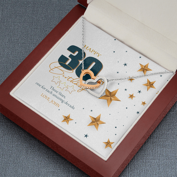 Customized Birthday Year & Name, Interlocking Hearts Necklace, Gift For Wife/Mom/Girlfriend/Sister, Precious Gift For Her, Necklace For Her, Best Birthday Gift For Her, Jewelry For Her