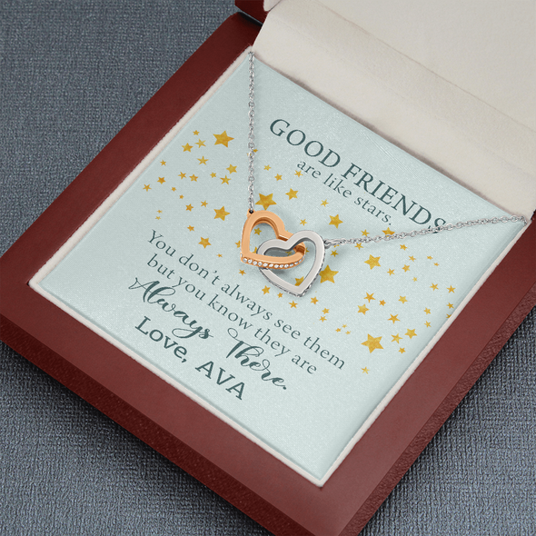 To My Good Friends, Interlocking Hearts Necklace With You Don't Always See Them Custom Message Card, Jewelry For Her, Birthday, Gift For Her, Necklace for Her